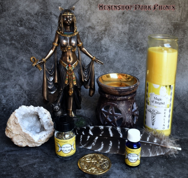 Hexenshop Dark Phönix Magic of Brighid Ritual Glaskerzen Set Healing
